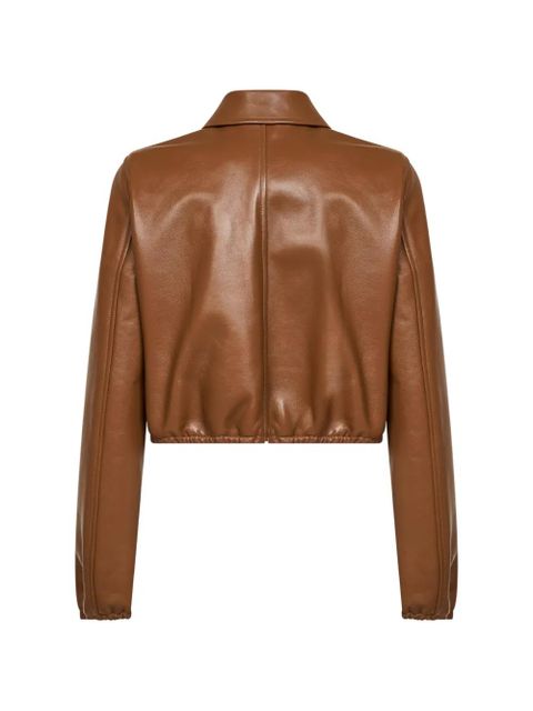 Gucci embossed-logo leather jacket - Brown - zdjęcie produktu nr 2