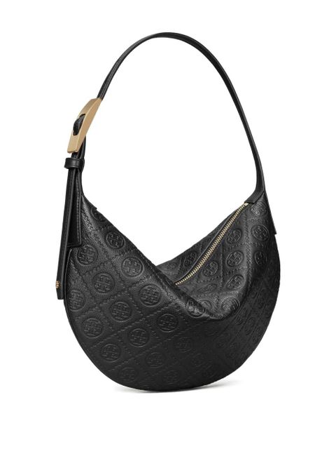 Tory Burch T Monogram balloon small pebble shoulder bag - Black