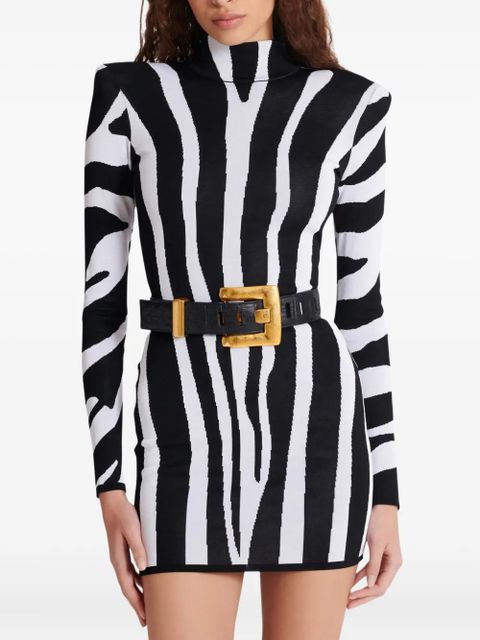 Balmain Anthem embossed crocodile-print leather belt - Black - zdjęcie produktu nr 2