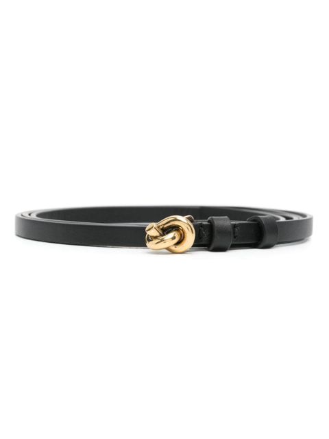 Bottega Veneta knot-buckle thin leather belt - Black