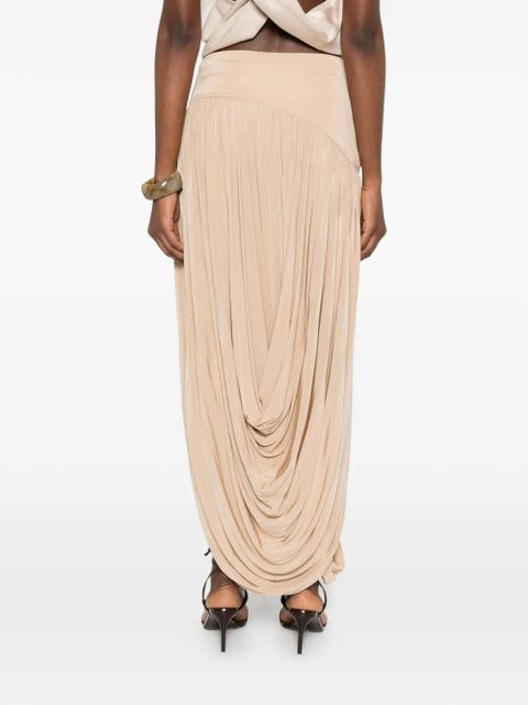 Ferragamo pleated ruffle-hem maxi skirt - Neutrals