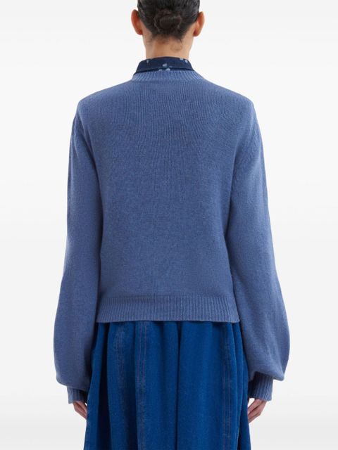 Marni logo-patch cashmere cardigan - Blue