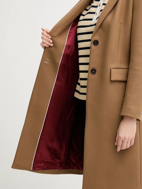 Tommy Hilfiger płaszcz z dodatkiem wełny kolor beżowy WW0WW46547