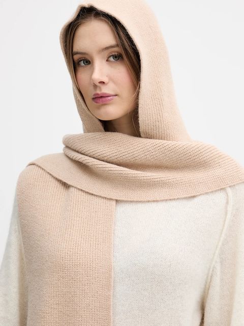 Pedro del Hierro szalik z kapturem damski kolor beżowy gładki 4962472