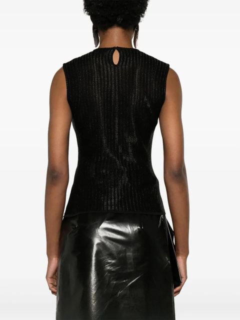 Alexander McQueen metallic-threading knitted tank top - Black