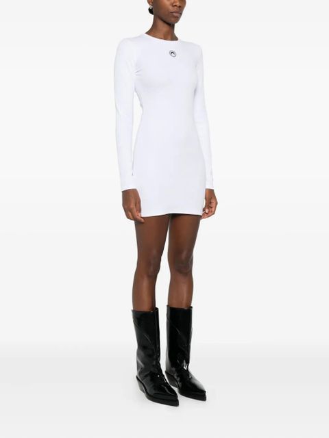 Marine Serre crew-neck long-sleeve dress - White