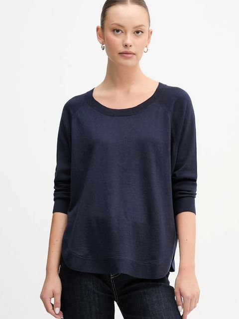 United Colors of Benetton sweter z dodatkiem wełny damski kolor granatowy lekki 1Y6SD10EG - zdjęcie produktu nr 1