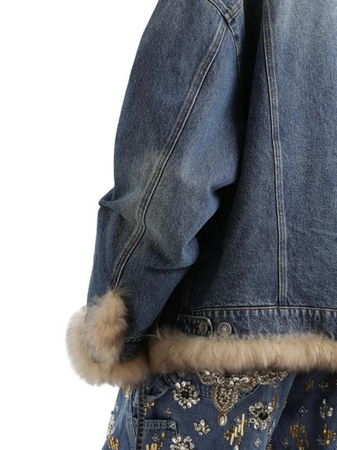 Dolce & Gabbana faux-fur detail denim coat - Blue