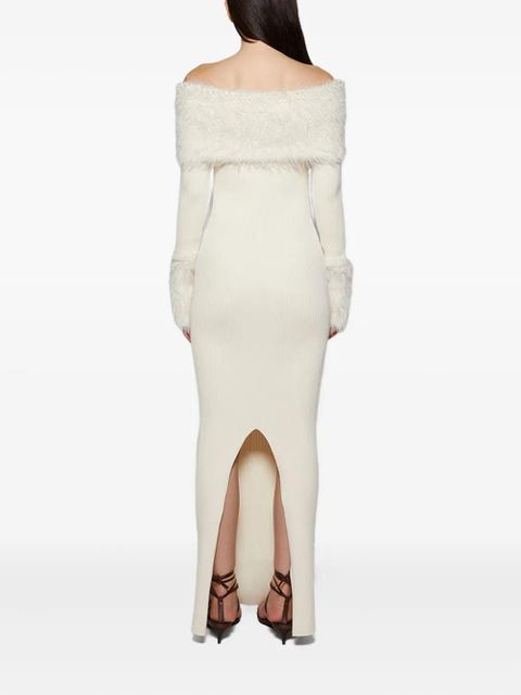 Jean Paul Gaultier ribbed faux-fur trimmed dress - Neutrals
