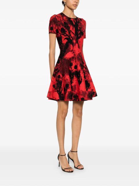 Alexander McQueen crew-neck flared-hem mini dress