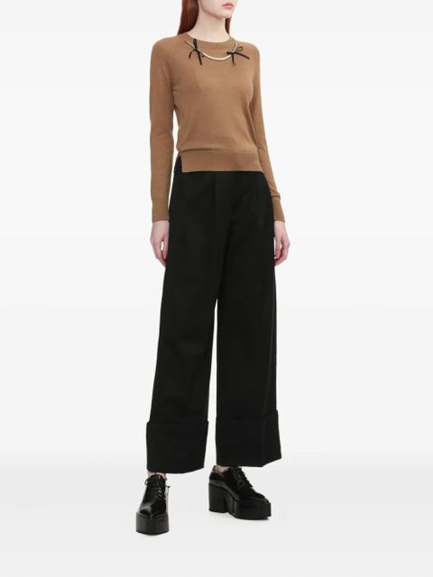 Simone Rocha embellished raglan-sleeve sweater - Brown - zdjęcie produktu nr 2