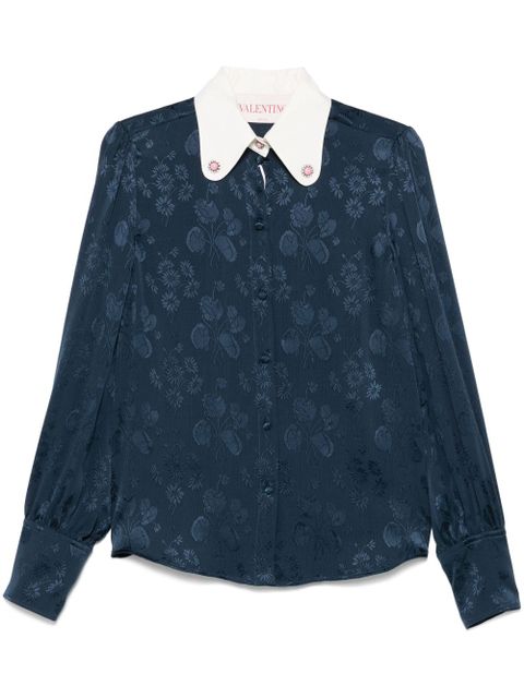 Valentino Garavani floral-jacquard shirt - Blue - zdjęcie produktu nr 1