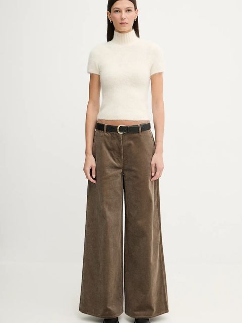 Filippa K spodnie sztruksowe kolor zielony szerokie high waist 31981 - zdjęcie produktu nr 2