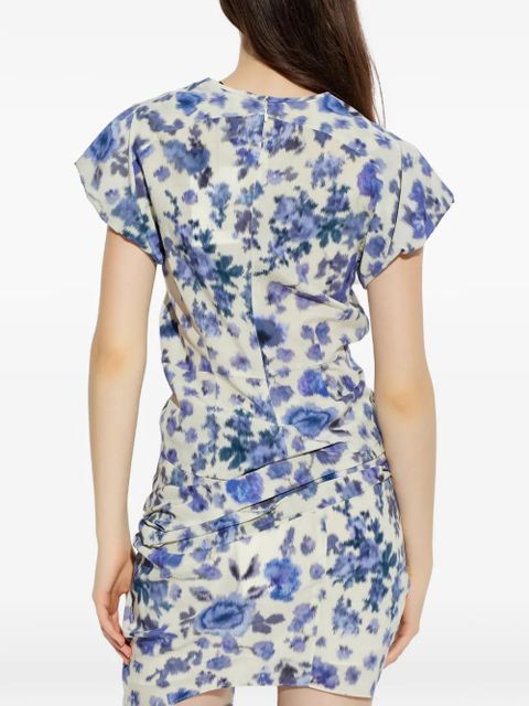 ISABEL MARANT Tullya ruffled floral top - Neutrals