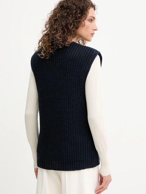 Luisa Spagnoli kamizelka wełniana damski kolor granatowy 100076