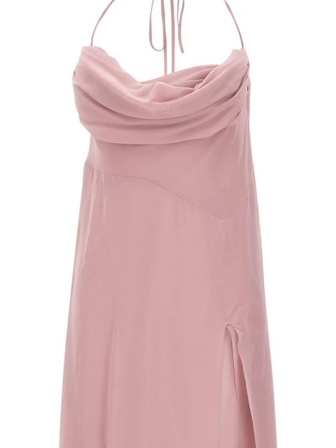 Blumarine folded neckline slit maxi dress - Pink