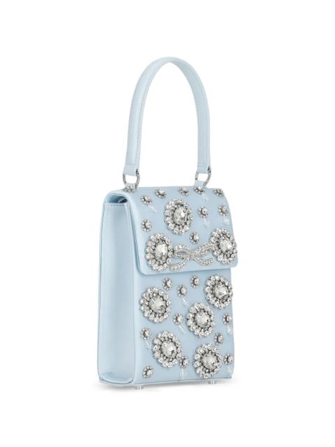 Self-Portrait crystal-embellished clutch bag - Blue
