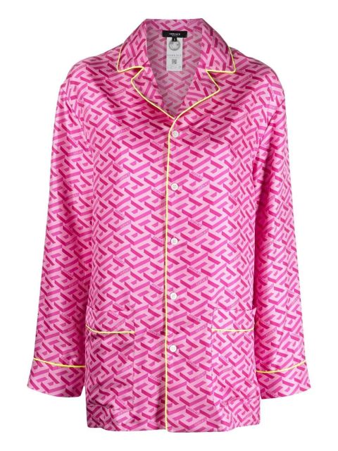 Versace monogram silk pajama top - Pink