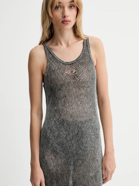 Diesel sukienka bawełniana MAEVE-UTLT kolor szary maxi prosta A18534.0HGBA