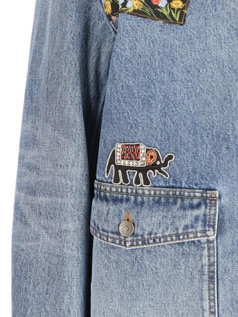 Valentino Garavani floral-patches denim jacket - Blue