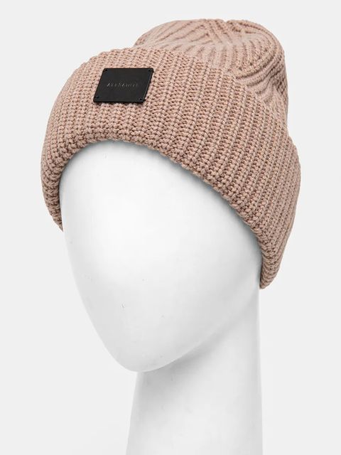 AllSaints czapka z domieszką wełny kolor beżowy