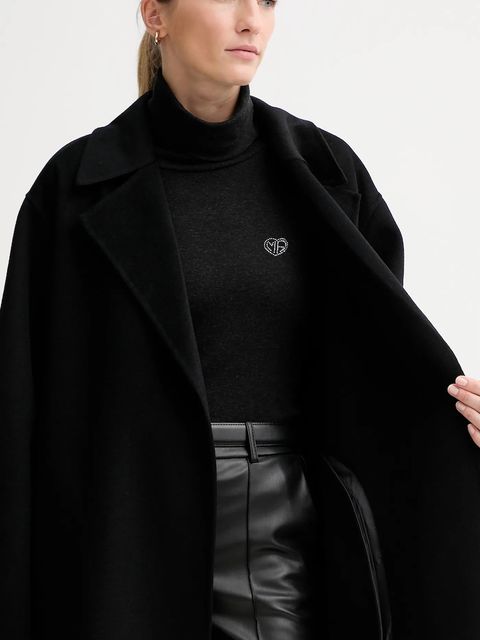 Calvin Klein płaszcz z dodatkiem wełny kolor czarny LV040WL571