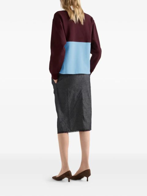 Prada long-sleeved cotton fleece polo shirt - Red