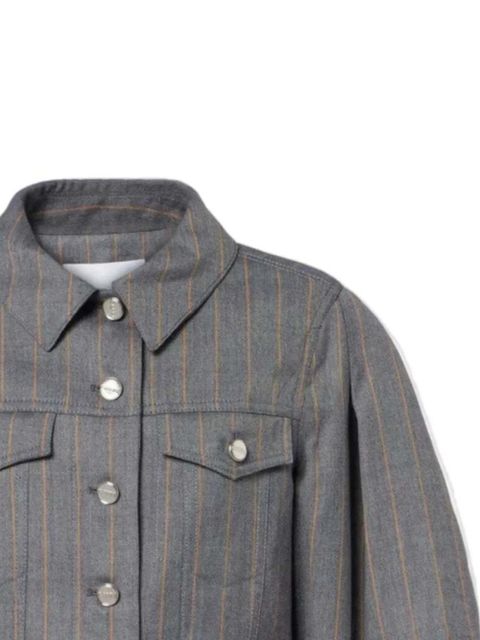GANNI pinstripe balloon-sleeves jacket - Grey