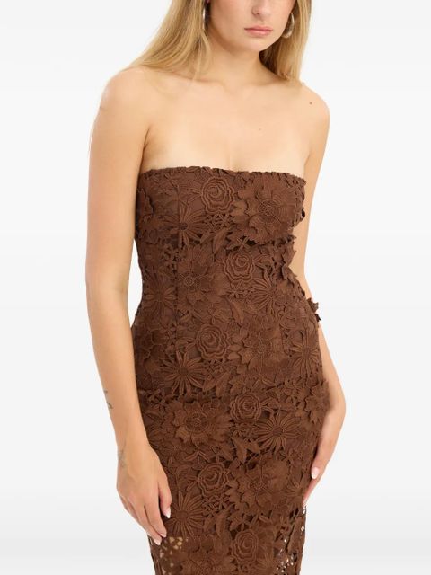 ROTATE BIRGER CHRISTENSEN 3D lace midi dress - Brown