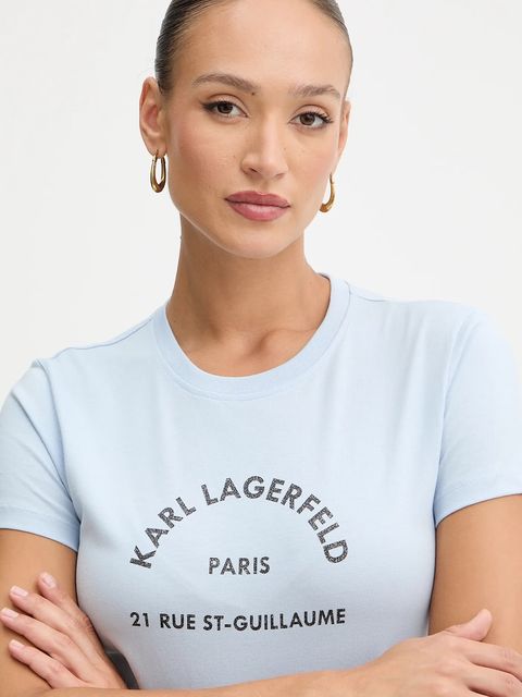 Karl Lagerfeld t-shirt bawełniany damski kolor niebieski B1W17033