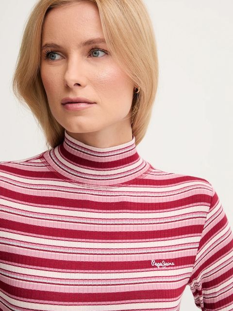 Pepe Jeans longsleeve damski kolor różowy z golfem PL5000039