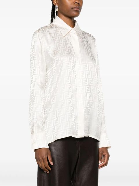 FENDI FF-jacquard silk shirt - Neutrals