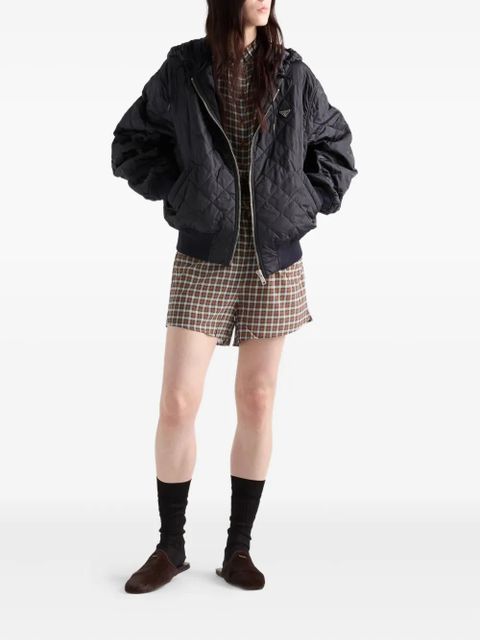 Prada quilted hooded jacket - Blue