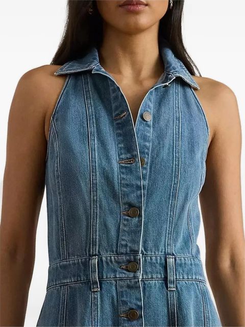 Lauren Ralph Lauren panelled denim sleeveless midi shirt dress - Blue