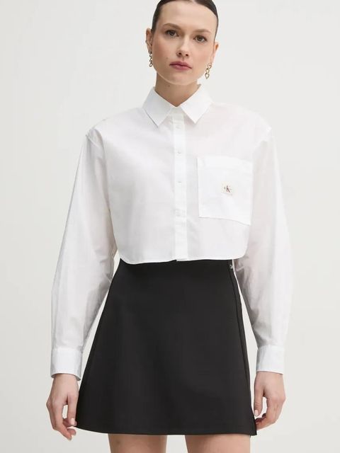 Calvin Klein Jeans koszula bawełniana damska kolor biały relaxed z kołnierzykiem klasycznym J20J225078 - zdjęcie produktu nr 1