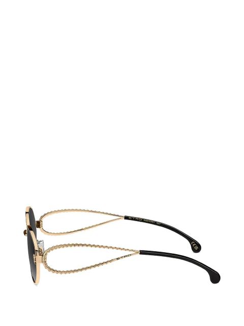 ETRO flower detail oval-frame sunglasses - Gold