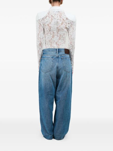 Rowen Rose lace long-sleeve top - White