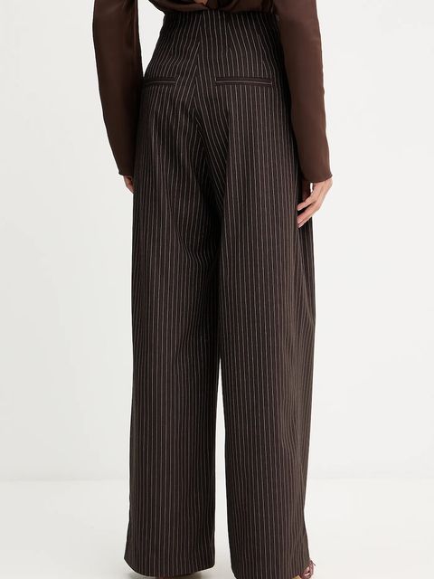 Rotate spodnie damskie kolor brązowy szerokie high waist 1146983065