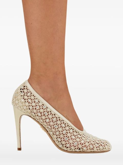 Ferragamo 90mm macramé pumps - White