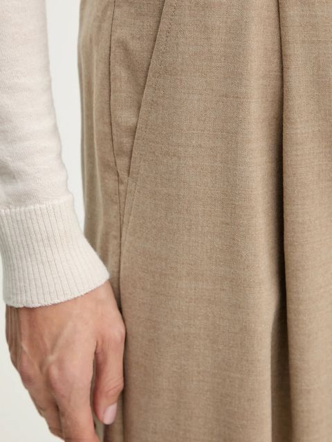 Weekend Max Mara spodnie z dodatkiem wełny GLOBALE damskie kolor beżowy szerokie high waist 2525136162600