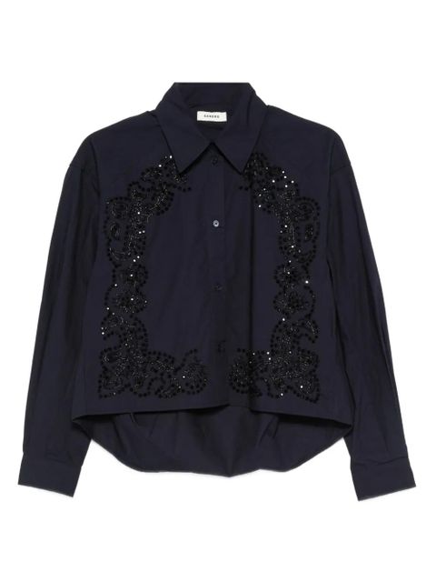 SANDRO floral embroidered shirt - Blue - zdjęcie produktu nr 1