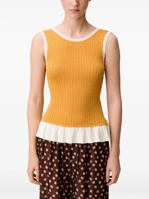 Claudie Pierlot ruffled scallop top - Yellow