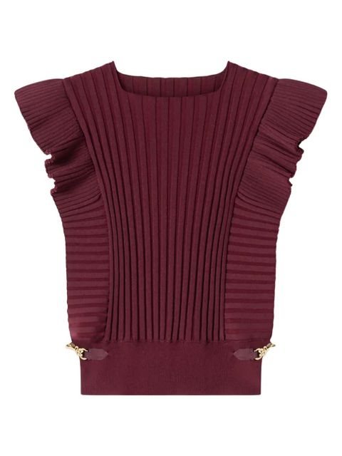 Lanvin ruffled-detail long-sleeve sweater - Red