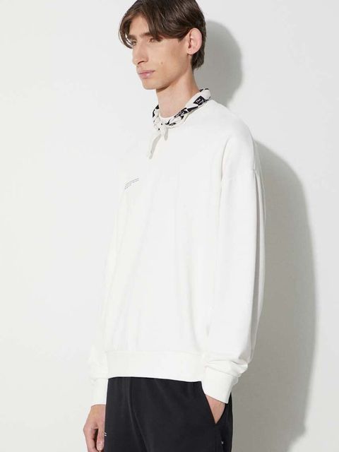 Pangaia bluza bawełniana kolor biały z nadrukiem