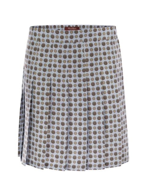 Max Mara pleated patterned Madison silk skirt - Blue - zdjęcie produktu nr 1