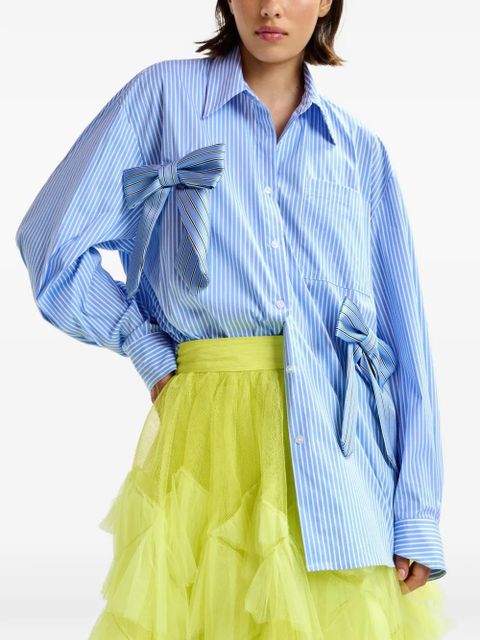 Essentiel Antwerp Jiwi striped-pattern bow shirt - Blue