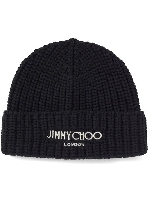 Jimmy Choo logo-embroidered ribbed-knit beanie - Black - zdjęcie produktu nr 1