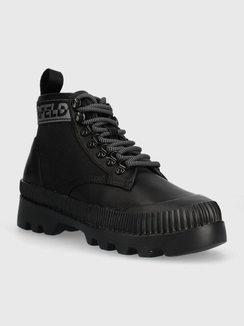 Karl Lagerfeld botki TREKKA II damskie kolor czarny na płaskim obcasie KL42533