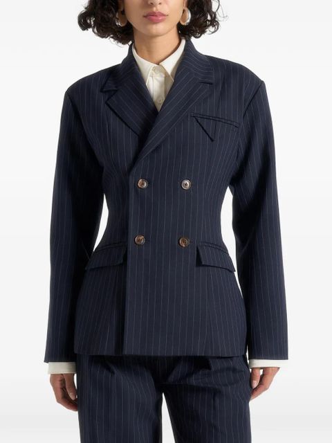 Manière De Voir Maia pinstripe double-breasted blazer - Blue