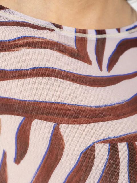 Bond-eye mesh zebra-print top - Neutrals